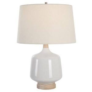 White Modern Ceramic Bedside Lamp Set of 2 for Bedroom Decor Farmhouse Table