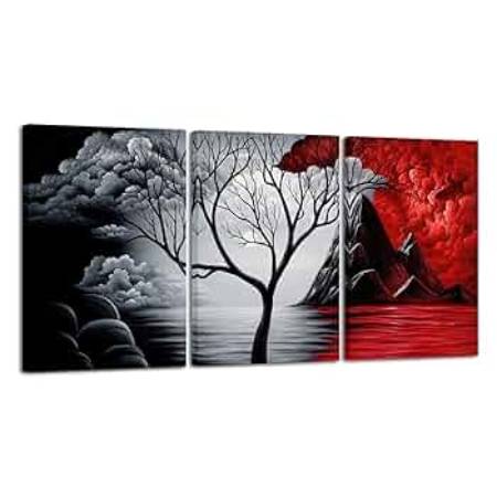 Wieco Art The Cloud Tree 3 Panels Modern Giclee Canvas Prints Artwork Abstract